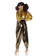 70-tals disco, maskeraddräkt med topp och byxor, puffärmar
